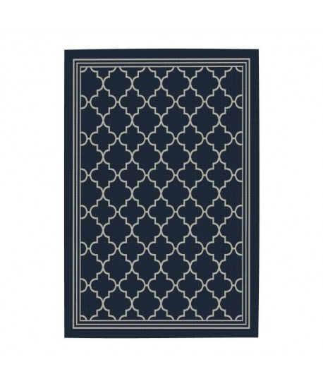 CARLTON Tapis relax 160x230cm Bleu nuit & Laine Croisé