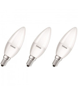 OSRAM Lot de 3 Ampoules LED E14 flamme dépolie 5,3 W équivalent a 40 W blanc chaud