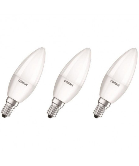 OSRAM Lot de 3 Ampoules LED E14 flamme dépolie 5,3 W équivalent a 40 W blanc chaud