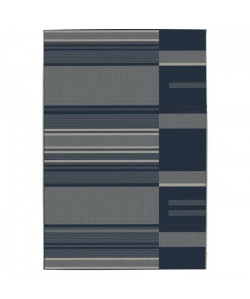 CARLTON Tapis relax 160x230cm Bleu nuit & Laine Rayure