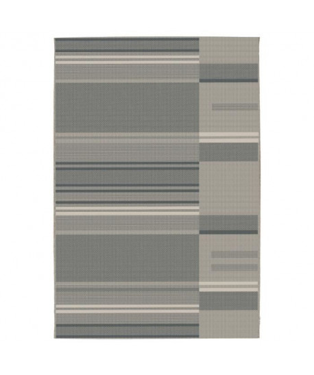 CARLTON Tapis relax 120x170cm Sable & Anthracite Rayure