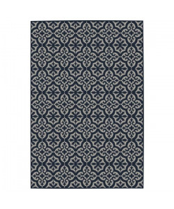 CARLTON Tapis relax 120x170cm Bleu nuit & Laine Imprimé