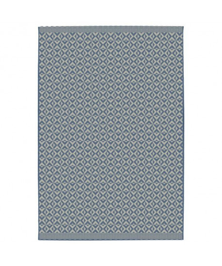 CARLTON Tapis relax 160x230cm Bleu & Laine Croisé