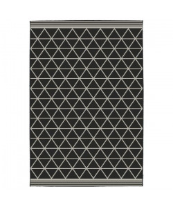 CARLTON Tapis relax 120x170cm Noir & Laine Croisé