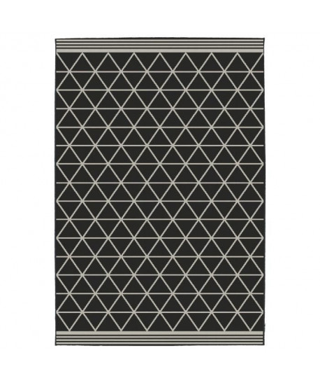 CARLTON Tapis relax 120x170cm Noir & Laine Croisé