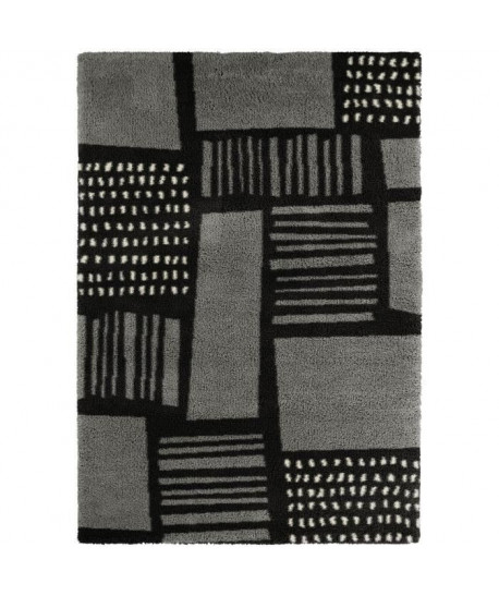 CONTINENTAL Tapis de salon laineux 160X230 cm Gris et noir