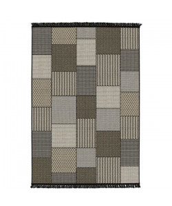 CONRAD Tapis de salon éthnique 160X 230 cm Noir et Jute