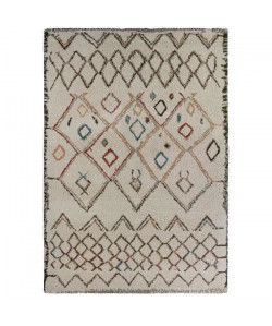 ASMA Tapis de salon style Berbere en polypropylene laineux  120x170 cm  Beige