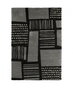 CONTINENTAL Tapis de salon laineux 120X170 cm Gris et noir