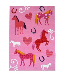 HORSE Tapis pour enfant 160x230 cm fuchsia et blanc