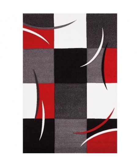 DIAMOND Tapis de salon 80x150 cm rouge, gris, noir et blanc