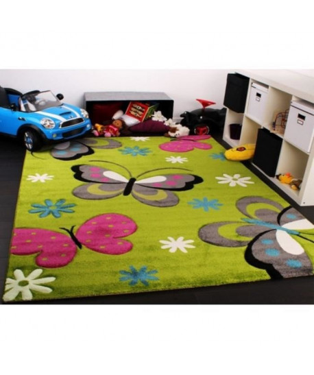 BUTTERFLY Tapis pour enfant 160x230 cm vert, gris et rose