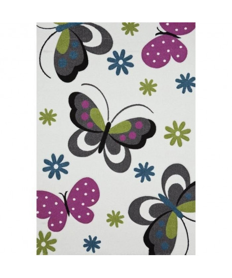 BUTTERFLY Tapis pour enfant 120x170 cm blanc, gris et rose