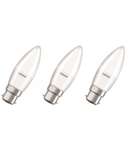 OSRAM Lot de 3 Ampoules LED B22 flamme dépolie 5,7 W équivalent a 40 W blanc chaud