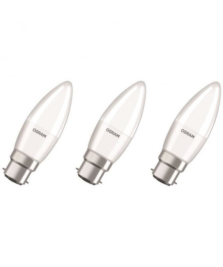 OSRAM Lot de 3 Ampoules LED B22 flamme dépolie 5,7 W équivalent a 40 W blanc chaud