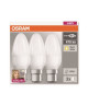 OSRAM Lot de 3 Ampoules LED B22 flamme dépolie 5,7 W équivalent a 40 W blanc chaud