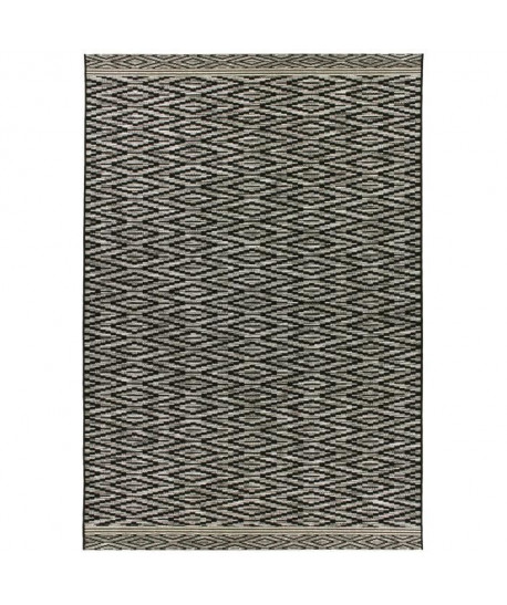 MANDARIN Tapis 160x230cm Noir & Gris Rayure