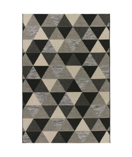 MANDARIN Tapis 160x230cm Noir & Anthracite Croisé