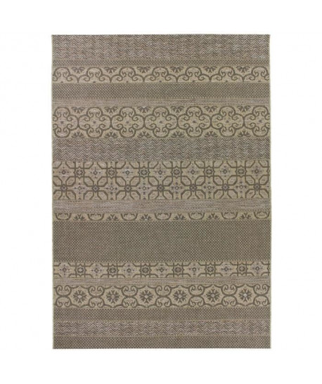 MANDARIN Tapis 160x230cm Sable & Gris falaise Rayure