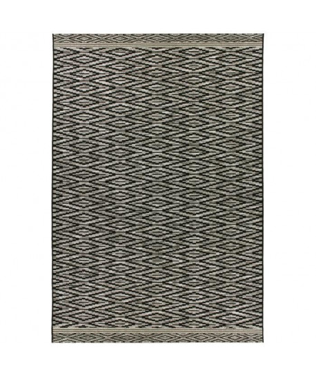 MANDARIN Tapis 120x170cm Noir & Gris Rayure