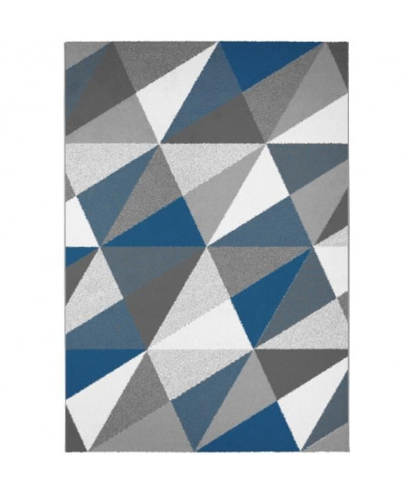 MADRID Tapis style contemporain 160X230 cm Argent / Bleu