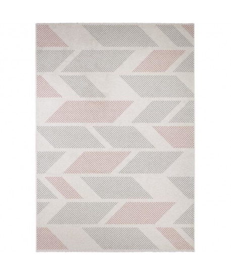 MADRID Tapis style contemporain 160X230 cm Blanc / Rose