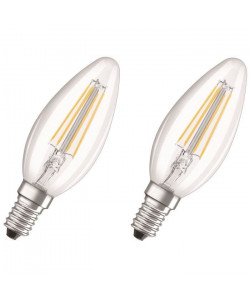 OSRAM Lot de 2 Ampoules LED E14 flamme claire 4 W équivalent a 40 W blanc chaud