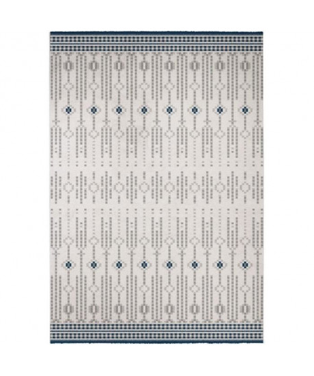 MADRID Tapis style contemporain 120X170 cm Blanc / Bleu