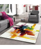 BELIS Tapis de salon contemporain 120x170 cm blanc, orange et vert