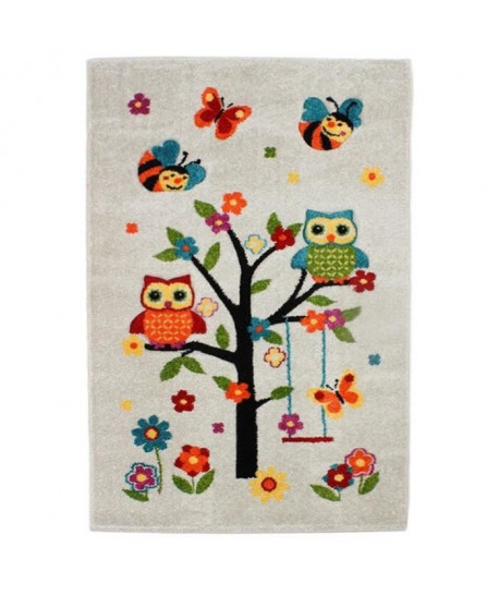 Tapis enfant Jifu 100x150cm Chouettes écru