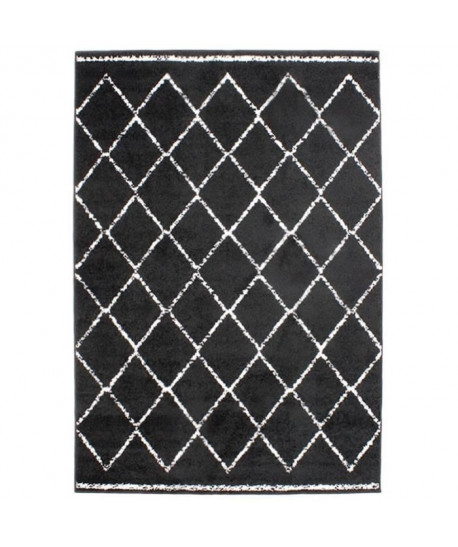 ASMA Tapis style Berbere en polypropylene Heatset  133x190 cm  Noir et Blanc