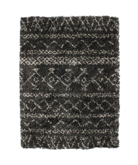 ASMA Tapis style Berbere en polypropylene Heatset 133x190 cm  Noir et Blanc