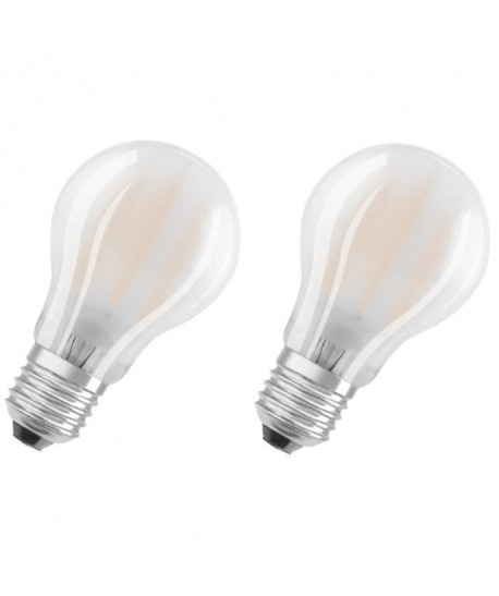 OSRAM Lot de 2 Ampoules LED E27 standard dépolie 7 W équivalent a 60 W blanc chaud