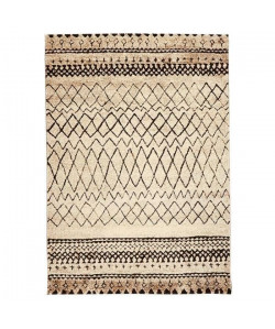 ASMA Tapis de salon style Berbere en polypropylene  160x230 cm  Beige et Marron / Noir