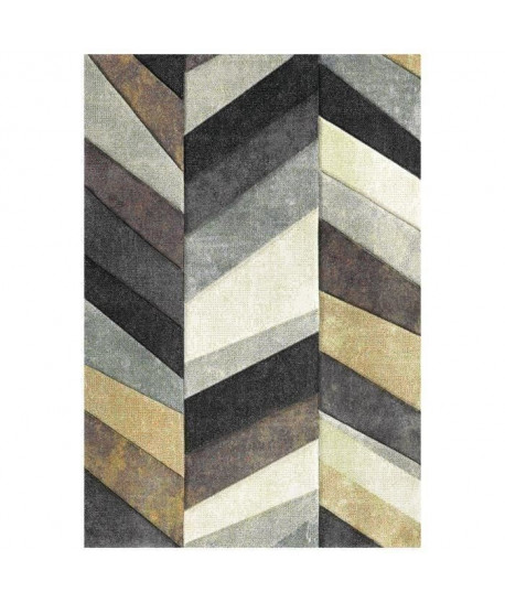 BELIS Tapis de salon contemporain 120x170 cm  Beige, Gris et Blanc