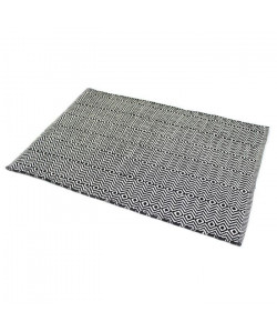 ZIG ZAG Tapis 100% coton 60x90 cm noir et blanc