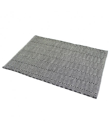 ZIG ZAG Tapis 100% coton 60x90 cm noir et blanc