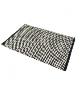 ZIG ZAG Tapis 100% coton 60x90 cm noir et beige