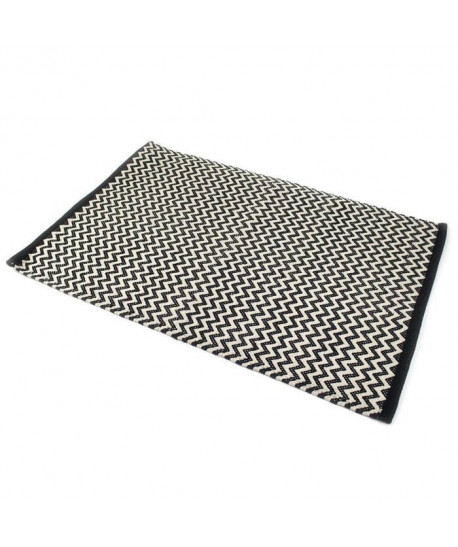 ZIG ZAG Tapis 100% coton 90x150 cm noir et beige