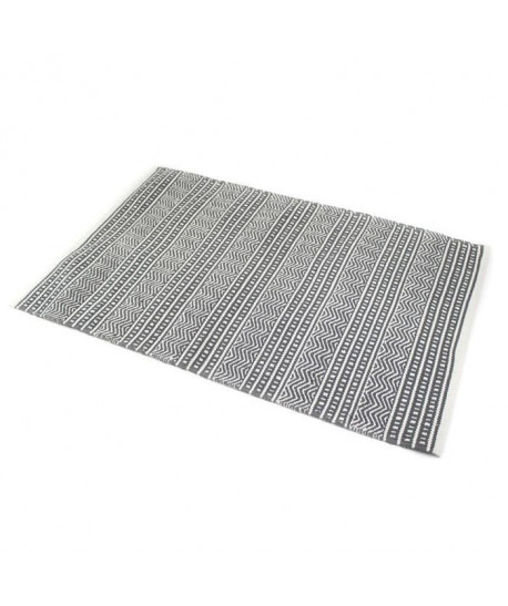 ZIG ZAG Tapis 100% coton 90x150 cm gris et beige