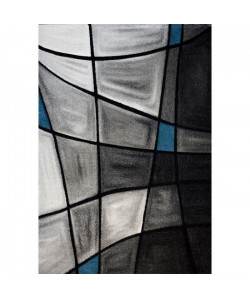 NAZAR Tapis de salon Brillance 80 x 150 cm  Bleu turquoise, noir et gris