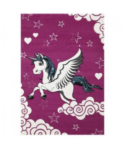 LICORNE Tapis pour enfant 120X170 cm fuchsia et blanc