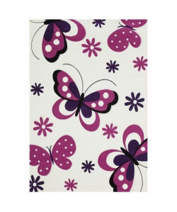 BUTTERFLY Tapis pour enfant 120x170 cm blanc, rose et violet