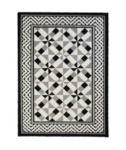 UTOPIA Tapis de salon carreaux de ciment 160x230 cm noir, gris et blanc