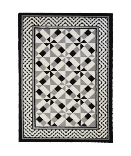 UTOPIA Tapis de salon carreaux de ciment 160x230 cm noir, gris et blanc