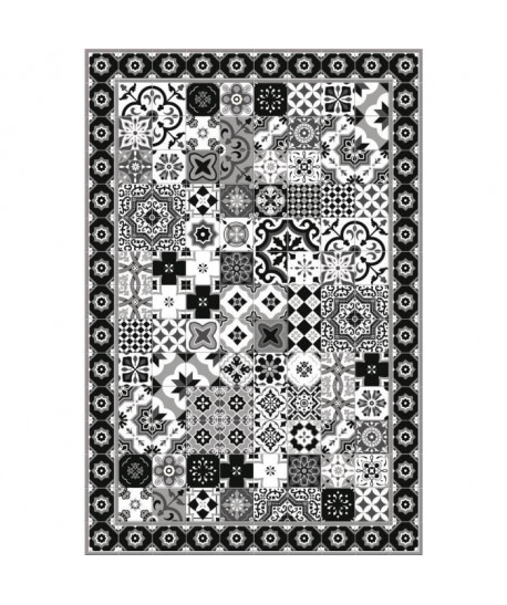 FARO Tapis 100% vinyle  98 x 150 cm  Epaisseur 1,5 mm  Noir et Blanc