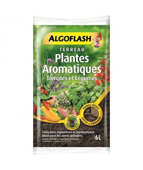 ALGOFLASH Terreau Plantes Aromatiques, Tomates et Légumes en pot  6L