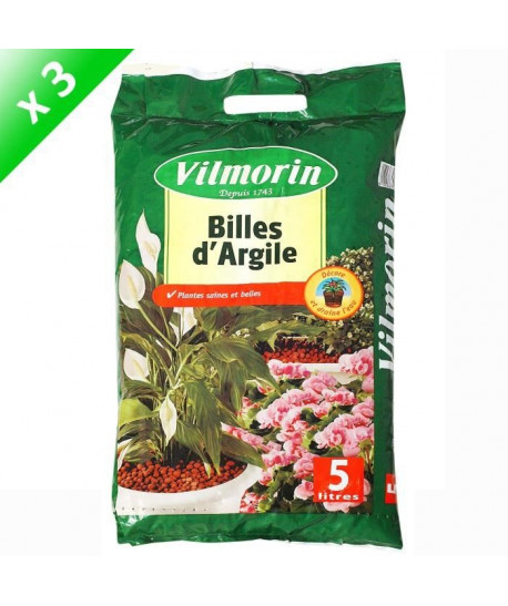 VILMORIN Lot de 3 sacs de Billes d\'Argile  5 L