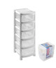 HOMEA Tour de rangement a roulettes avec 5 tiroirs 29x38x92 cm blanc