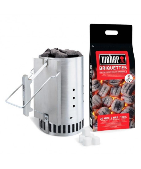 WEBER Kit cheminée d\'allumage Rapidfire  Avec 2 kg de briquettes  6 cubes allumefeux